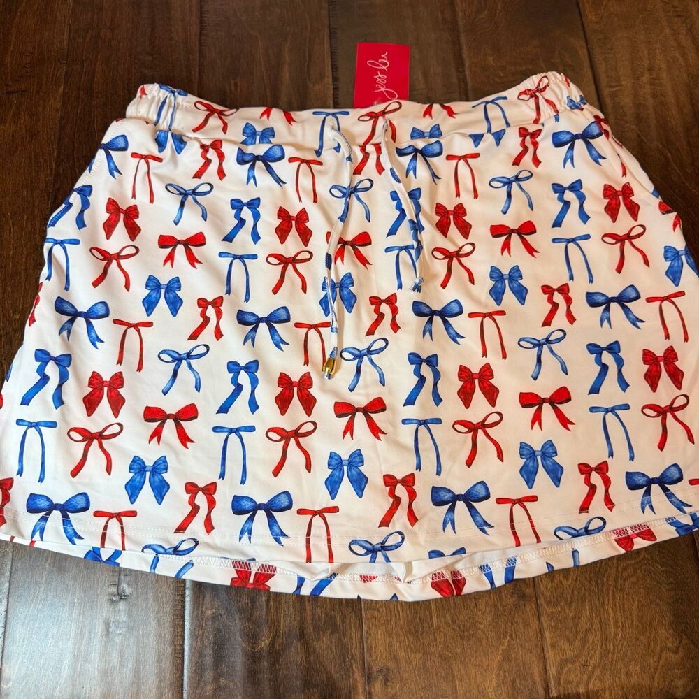 Jess Lea Little Miss Independence Skort size 2XL White
Red Blue Bows NWT